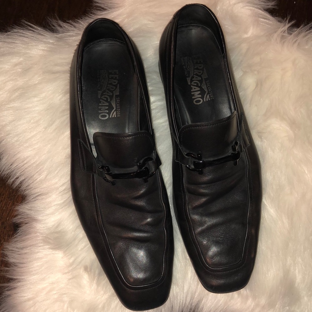 Black Salvatore Ferragamo dress shoes